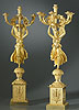 A very important pair of Empire gilt and patinated bronze six-light candelabra by Pierre-Philippe Thomire, after a design by Charles Percier